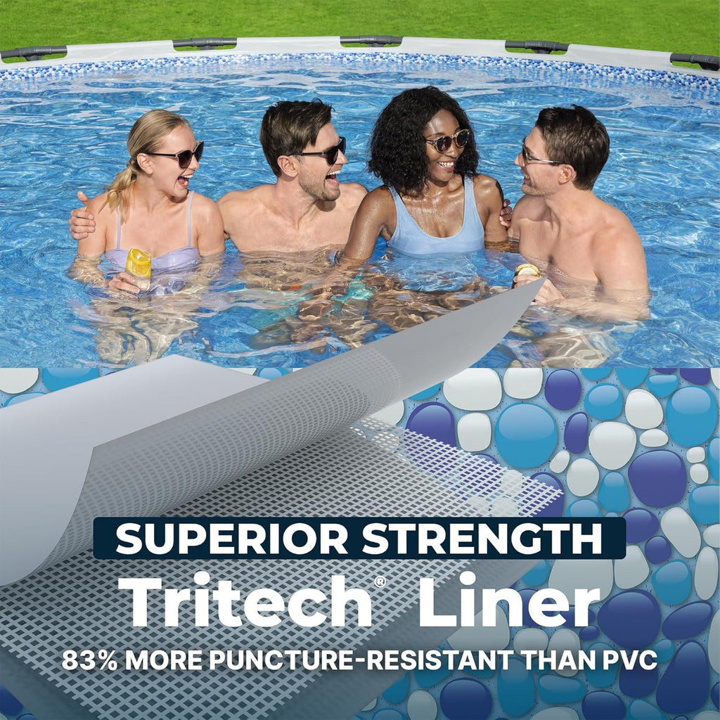 Ground Pool, Round Metal Frame Outdoor Swimming Pool Set with Filter Pump